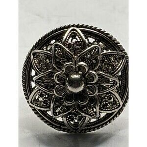 Beautiful Sterling Silver Signed DGS TURKEY 925 Filigree Flower Ring SZ 6